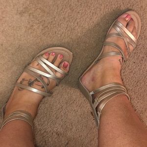 Lane Bryant pale gold gladiator sandals